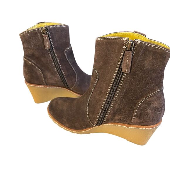 Boden Women's Wedge Ankle Boot Size EU 40 (US 9) Brown Leather - Picture 4 of 9